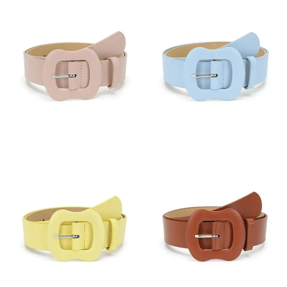 

PU Leather Metal Buckle Belts Trendy Korean Style Candy Color Women Waistbands Wide Korean Waist Belts Trouser Decoration