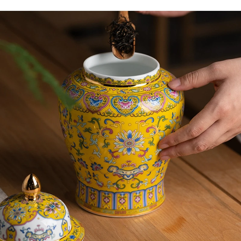 

Chinese Ceramic Tea Can Sealed Retro General Ginger Crafts Decoration Home Organizer
