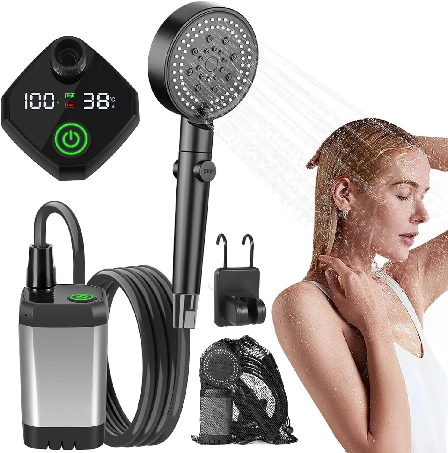 

Outdoor Camp Electric Shower Portable Camping Shower for Outdoor Showering Car Washing Pet Bathing