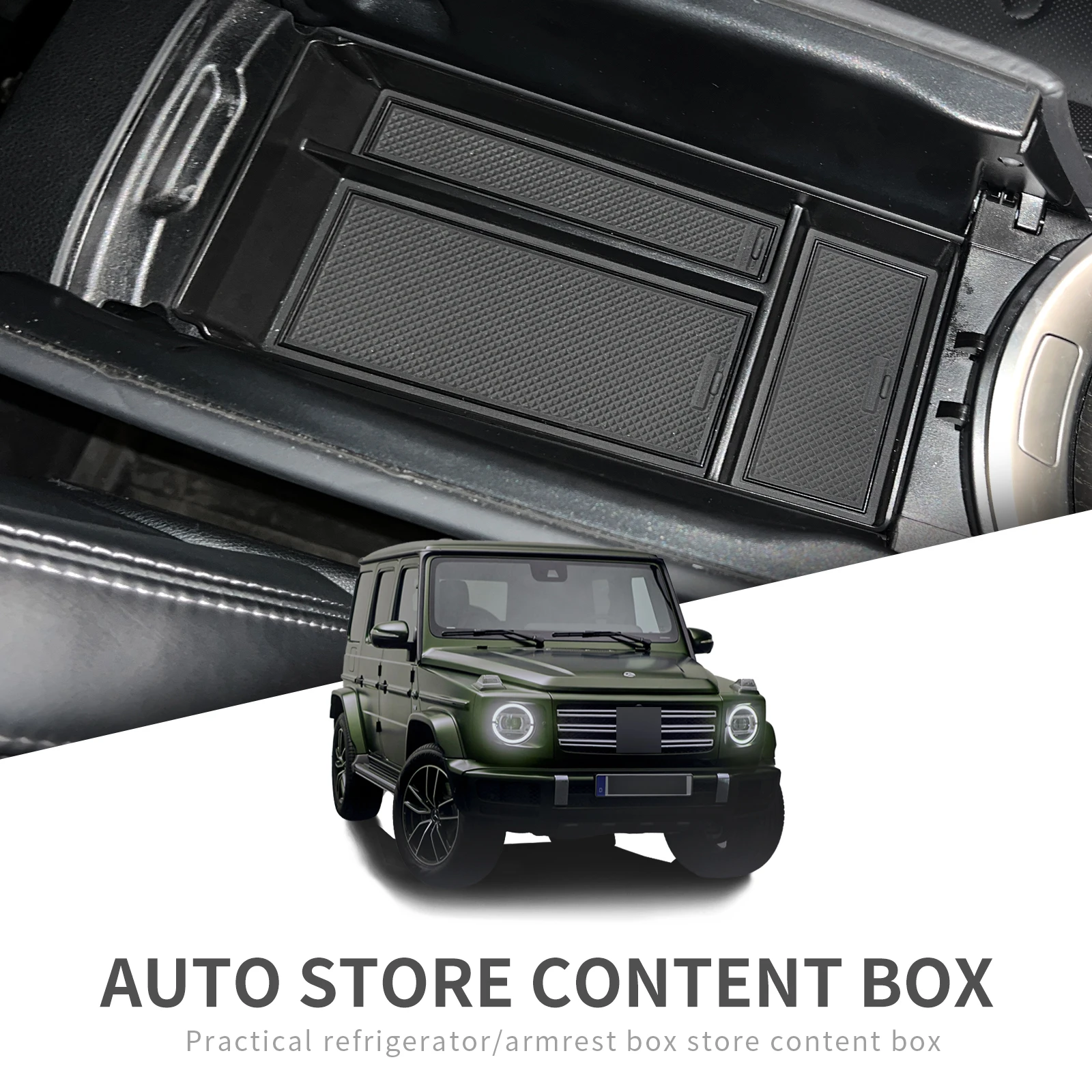 Central Armrest Storage Box Tray for Benz G350 G400 G500 G63 AMG 2019 - 2024 Organizer Accessories Tidying Black