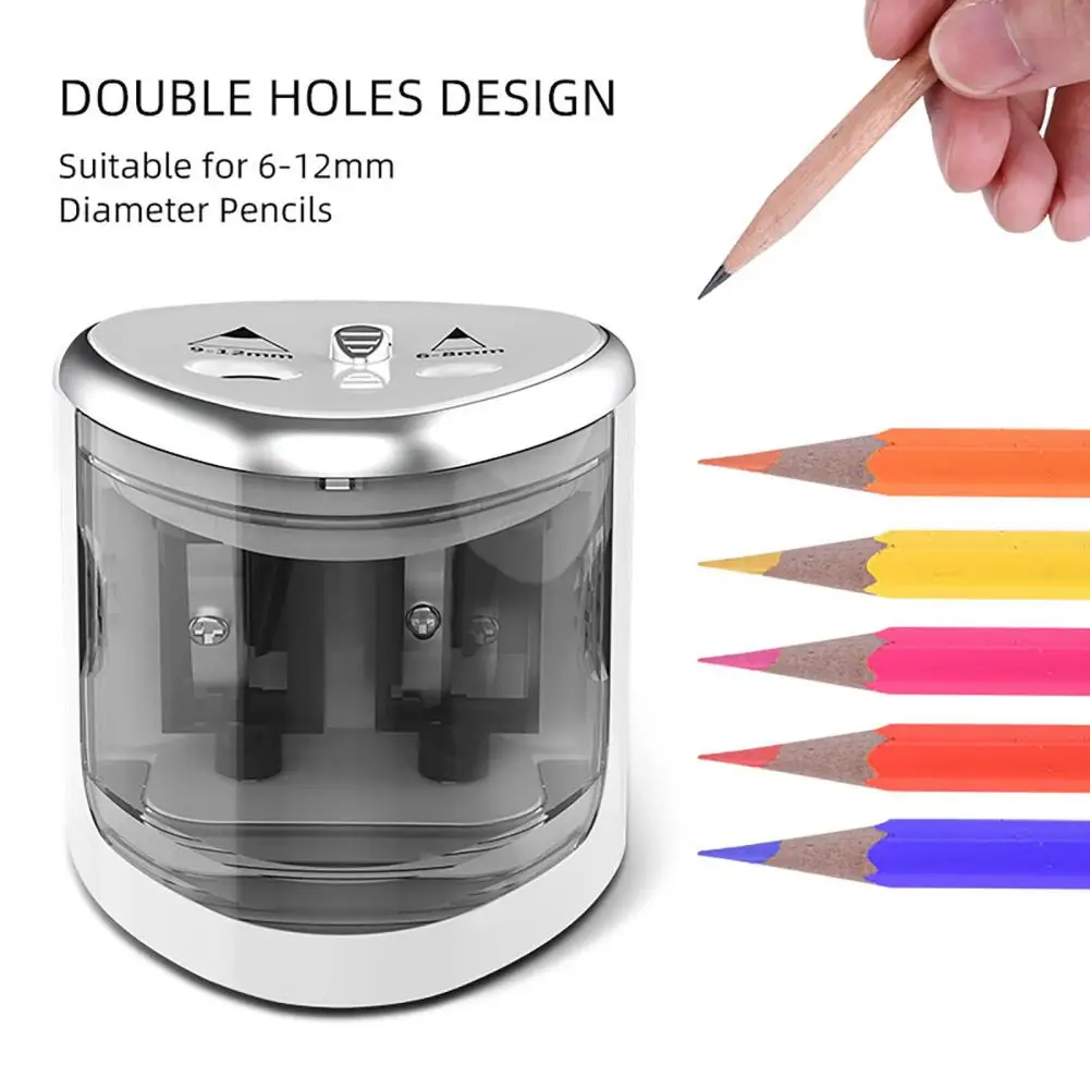 Pencil Sharpener Compact Dual Hole Pencil Sharpeners for School Office Portable Stationery with Sharp Blade Lid Colored for Kids