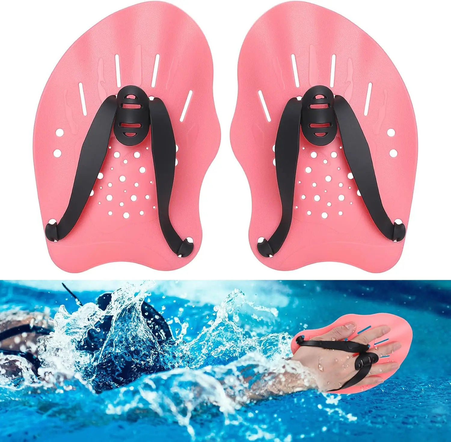 Swim Paddles for Adult Junior Hianjoo Hand Paddles 1 Pair Power Strength Training Pool Exercise Novice Professional