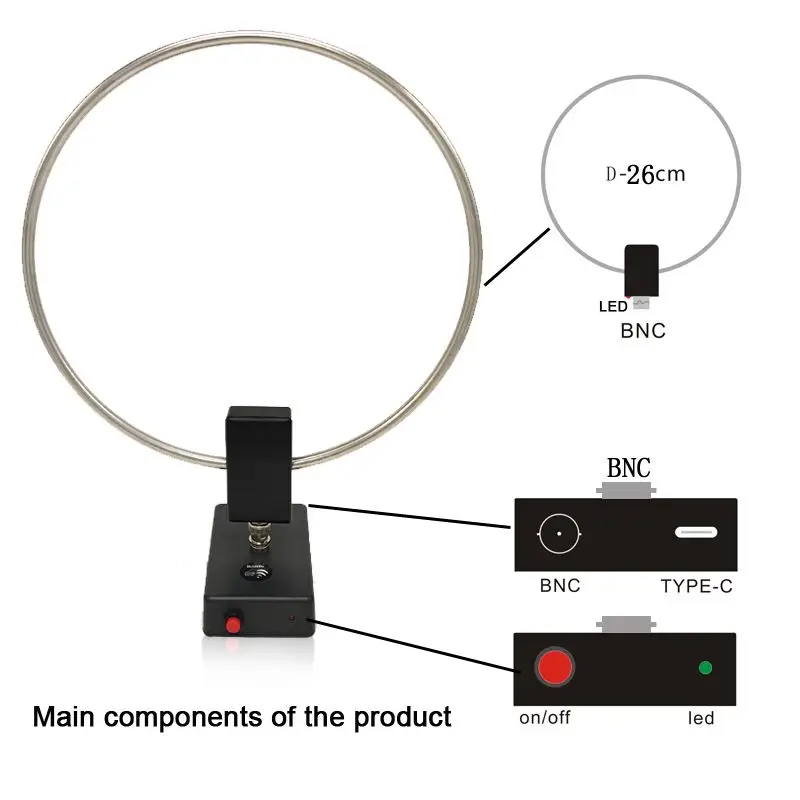 GA-800 Active Loop Antenna Shortwave Antenna 10KHz-159MHz HF Antenna with Portable Design for Radios