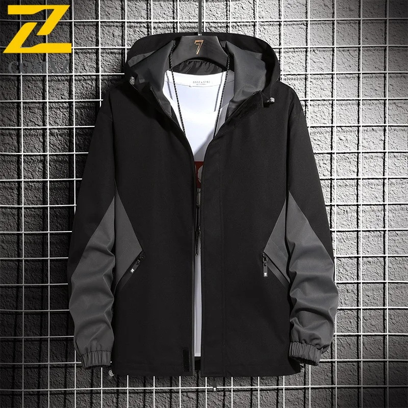 

COMXZ 2025 Men Jacket Korean Style Spring Short Length Workwear Slim Fit Casual Hooded Coat Versatile Fashion