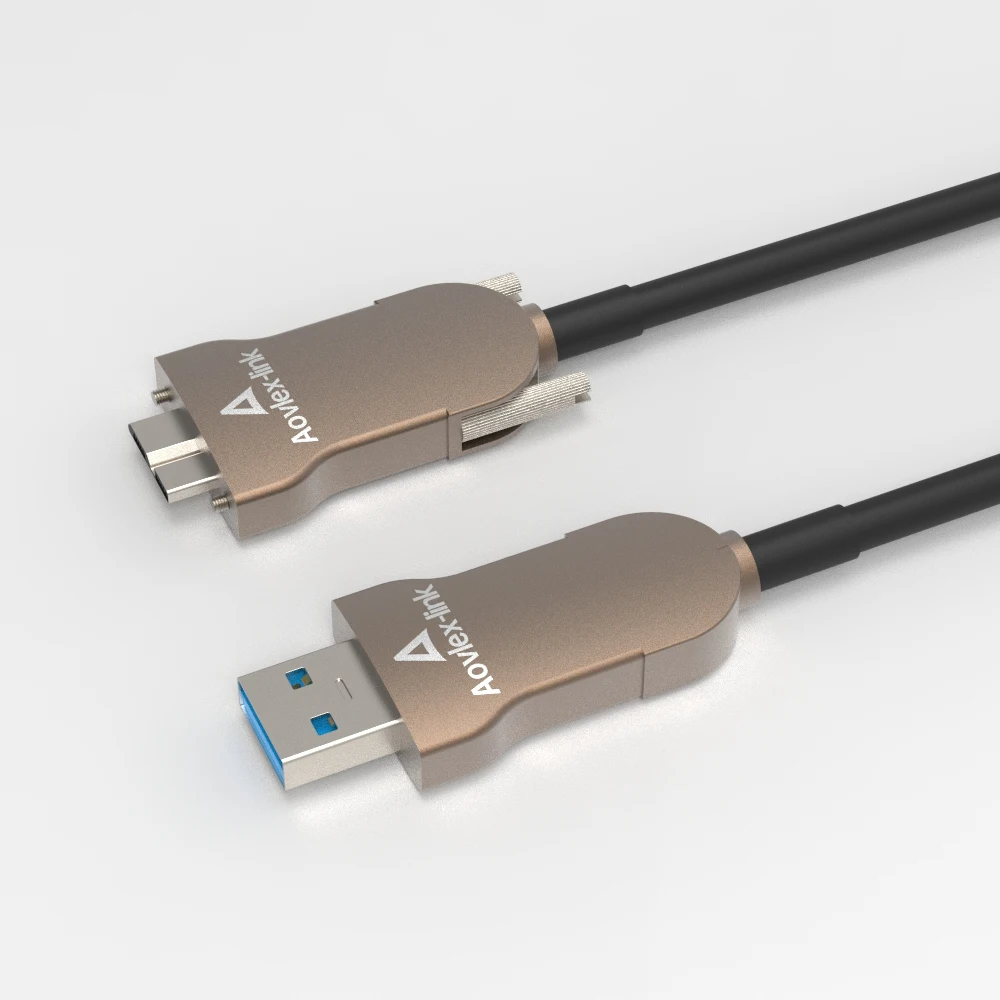 3m USB 3.0 AOC cable Type-A to Micro B with Screw Hybrid Active Optical Industrial Camera cable for machine vision