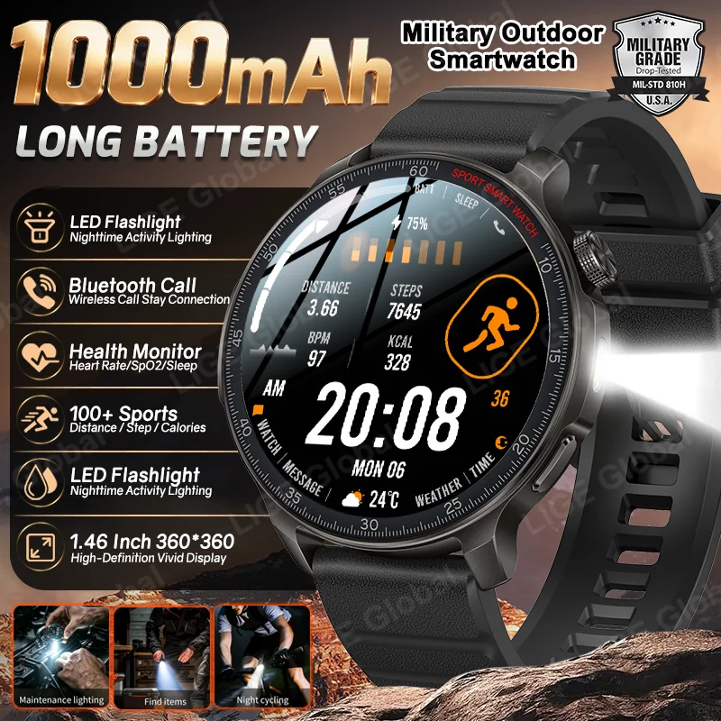 LIGE 1000mAh Large Battery Sport Smartwatch 1.46