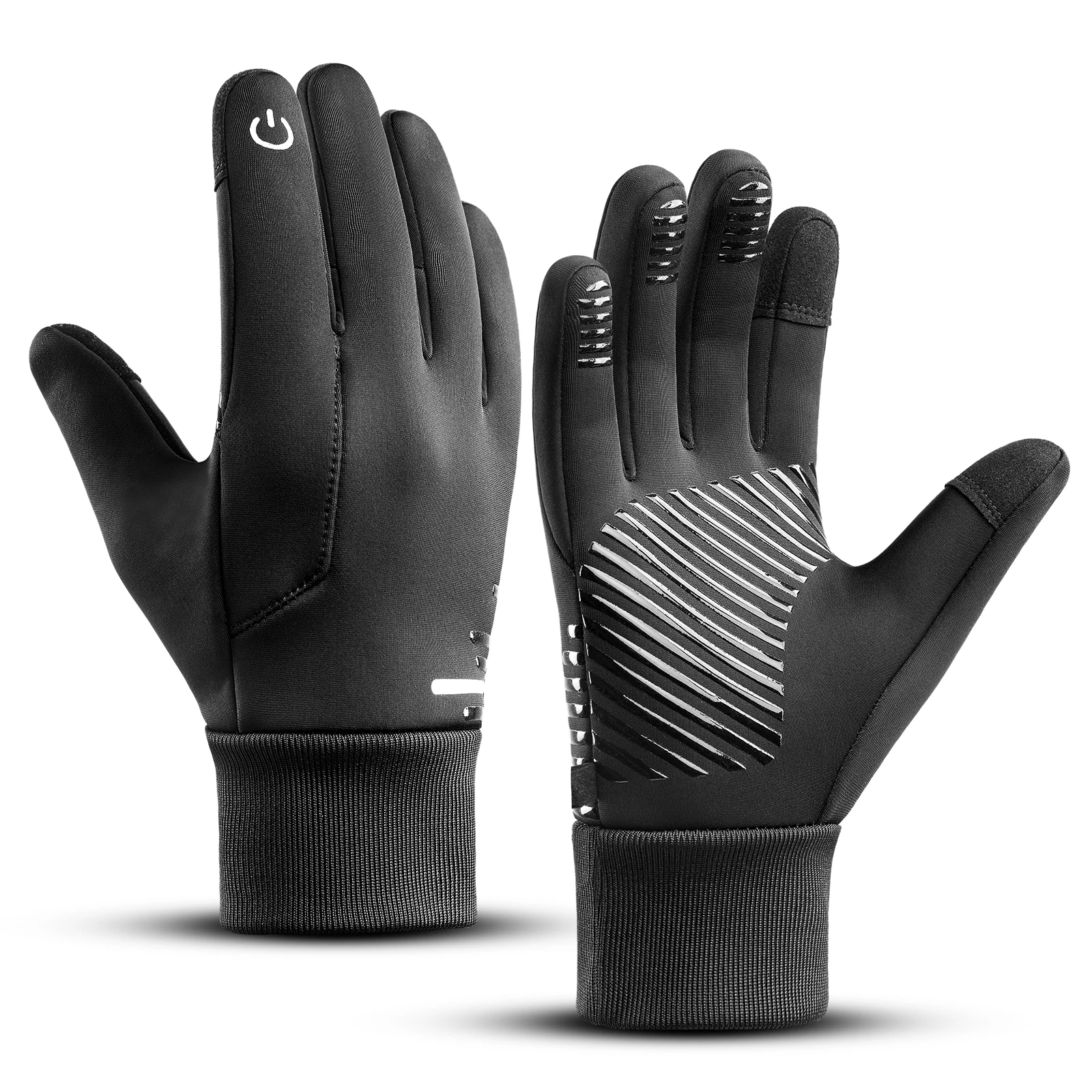 Winter Touchscreen Gloves for Men, Windproof Anti‑Slip Thermal Warm Full‑Finger Gloves for Cycling Motorcycle Outdoor Activities