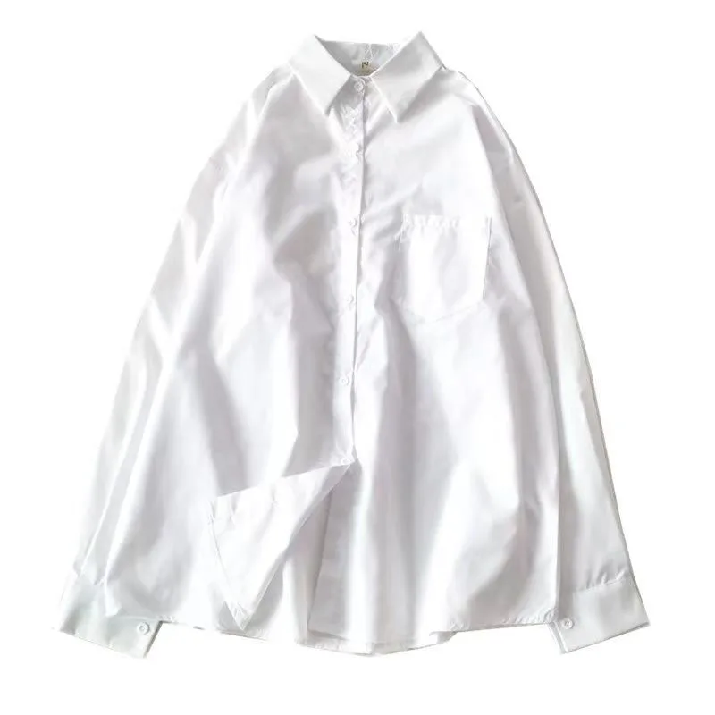 Casual Loose White Shirt for Women Oversize Basic Long Sleeve Button Up Blouse Female Autumn Winter All-match Lapel Shirts Coat