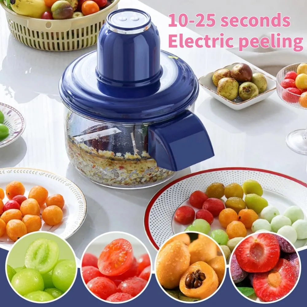 

Automatic Fruit Peeler Machine Hands-Free Automatic Electric blue Peeler Machine Grape/Apple/ Garlic/plum/Peach Kitchen Gadget
