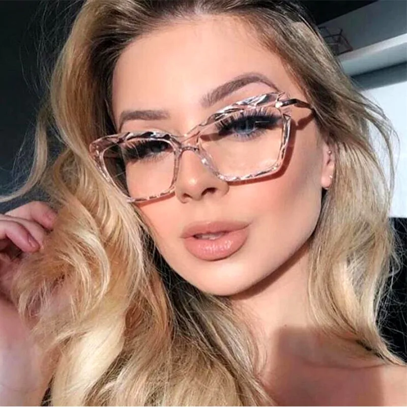 Transparente Anti-Strahlungs-Filterbrille für Damen und Herren, Einfacher Trendiger Cateye-Brillenrahmen für Pool-Partys, Computerbrille für Frauen und Männer