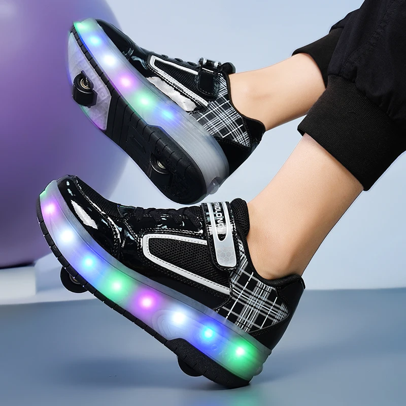 أحذية عصرية غير مرئية قابلة للسحب تلقائيًا بأربع عجلات: أحذية رياضية للفتيات، زلاجات دوارة للأطفال والكبار والأولاد #5