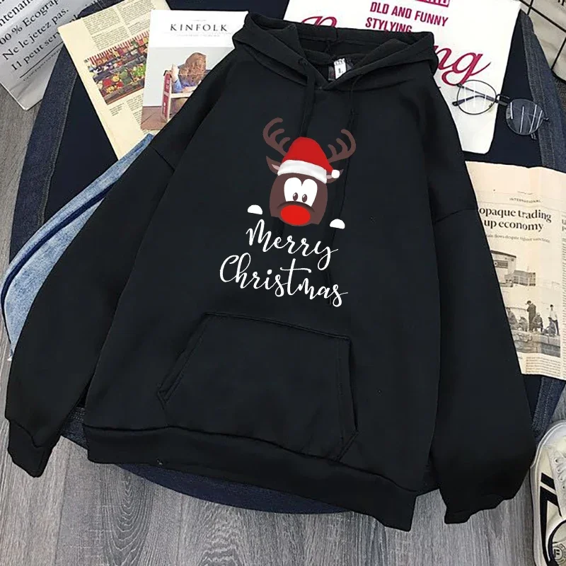 DROPSHIP Womens Christmas Hoodies Fashion Santa Claus Printed Women Cartoon Reindeer Funny Printed Oversized Sweatshirt  Female