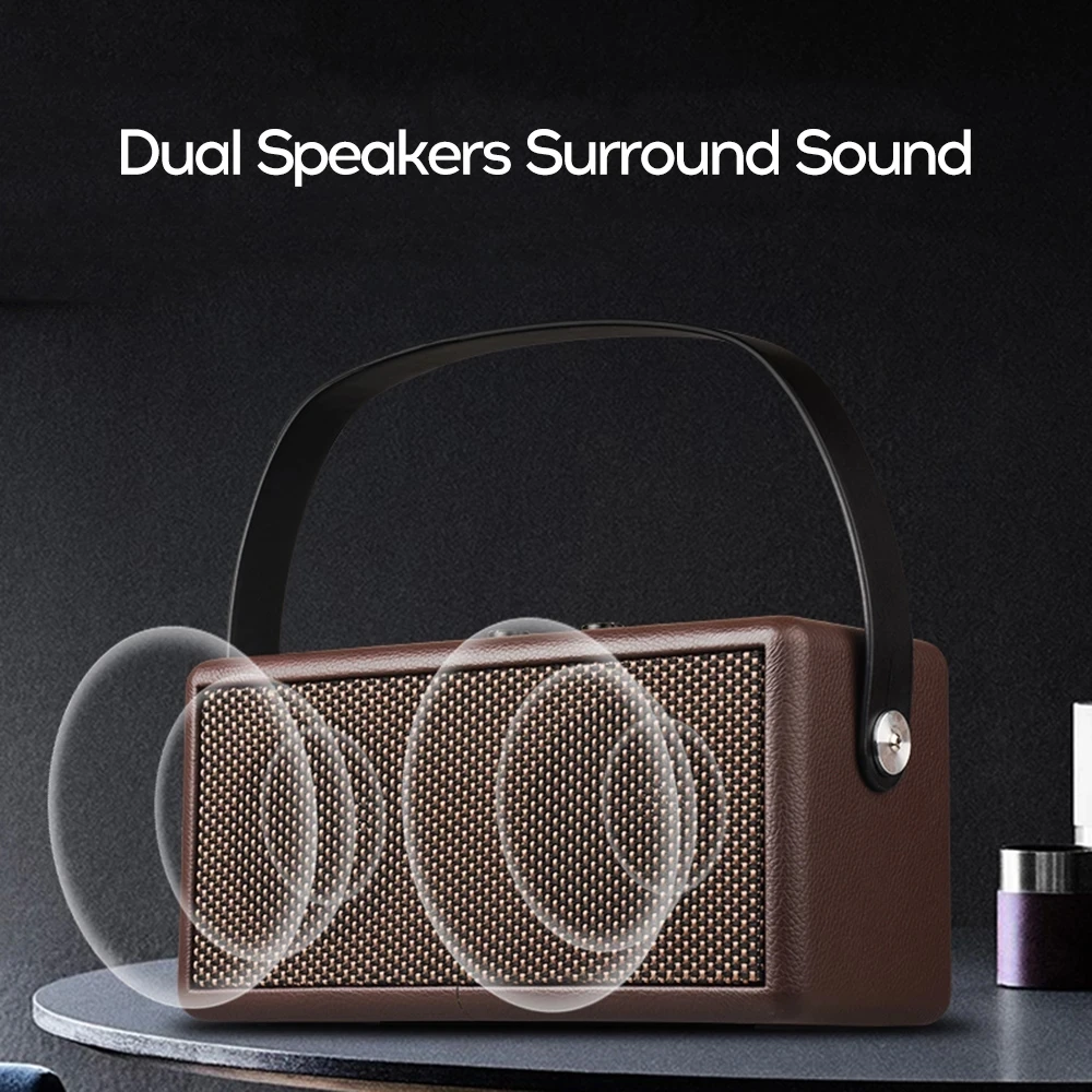 High Quality Portable Boombox Leather BT Wireless Speaker