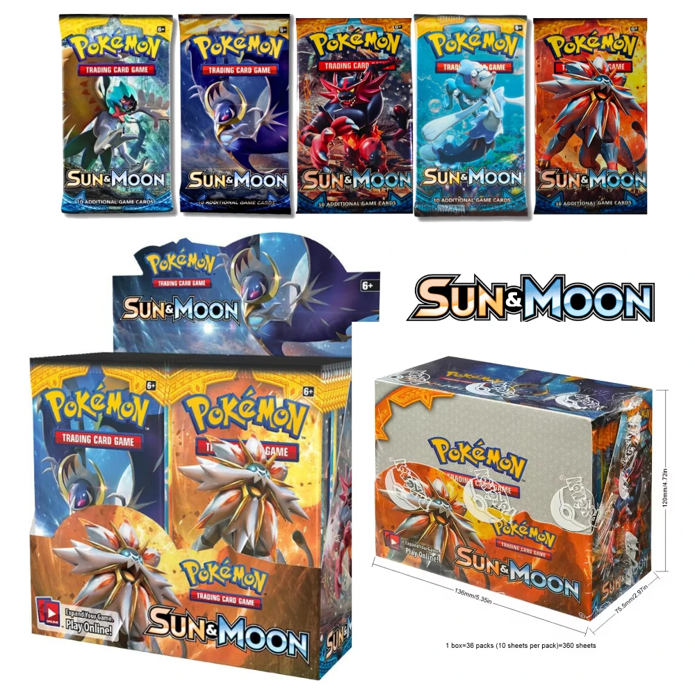 TCG Card Sun&Moon Booster Box Sealed Trading Card Lunala Solgaleo Incineroar Decidueye Anime Collectible Collection Gift