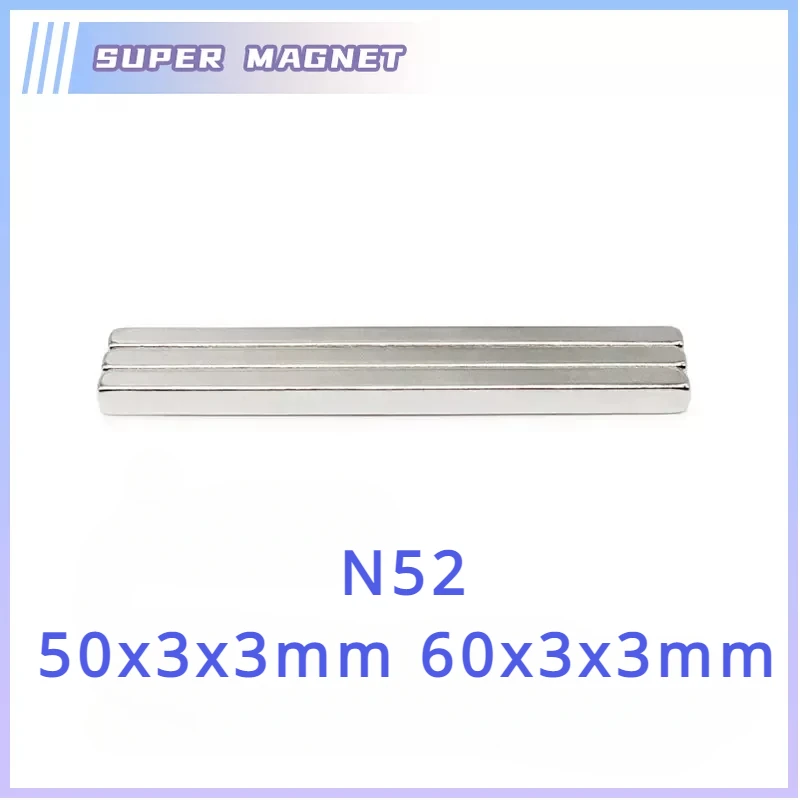 10/20/30/50/100PCS Powerful Strong Magnetic Magnets N52 50x3x3mm 60x3x3mm Block Permanent Neodymium Magnet 50*3*3 60*3*3