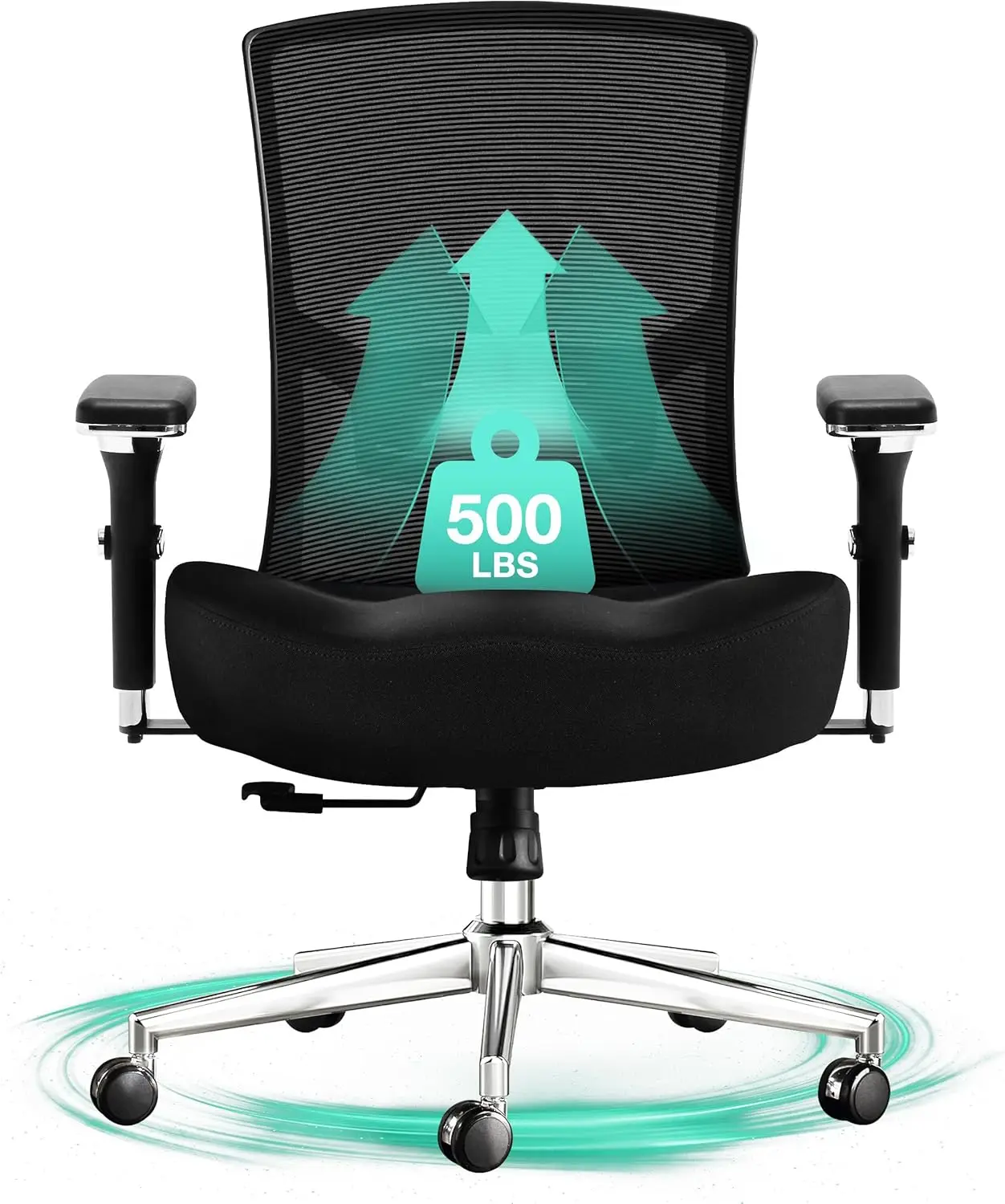 Big and Tall Office Chair 500lbs, Ergonomic Oversize Mesh Desk Chair, Heavy Duty High Back Computer Chair with Wide Thick Seat