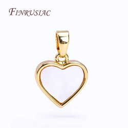 DIY Accessories 18K Real Gold Plated Heart Pendants For Necklace Making Supplies,Natural Shell Charms Jewelry Materials