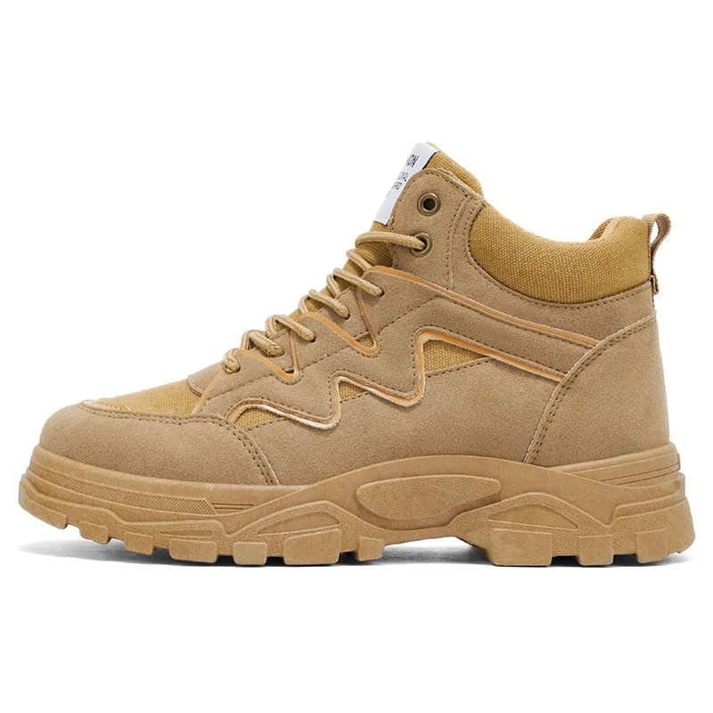New Men's Big Size High Top Sneaker Boots Comfortable Lace Up Leather Casual Shoes Versatile Non-Slip Trendy Ankle Footwear