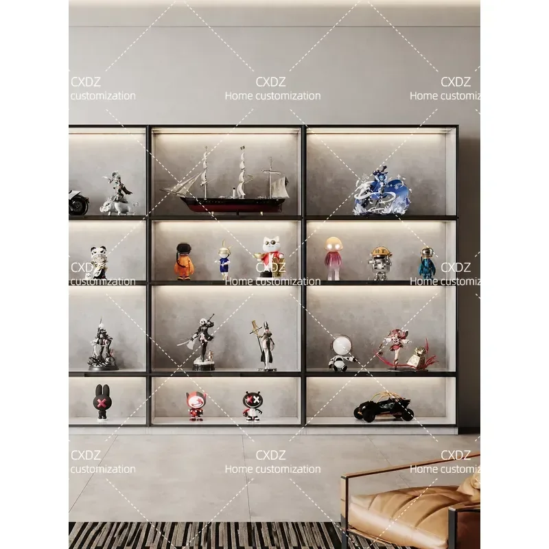 Wenyuan Figure Hydraulic Display Cabinet with Lamp Glass Door Statue Model Showcase Customizable Storage Unit for Home Decor