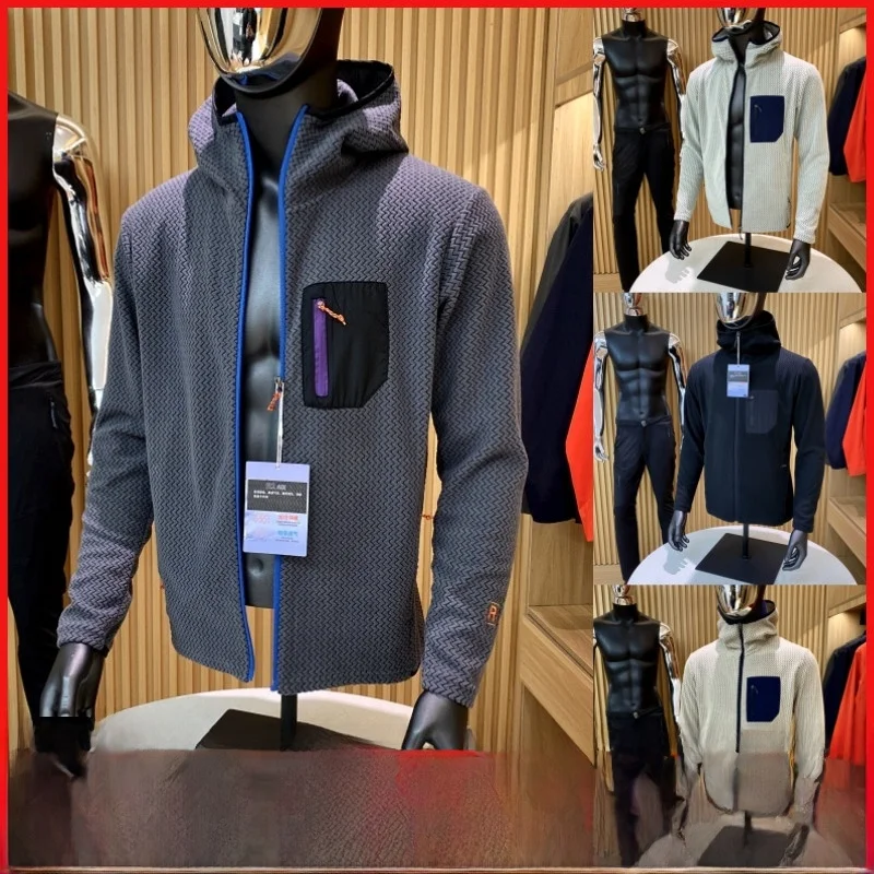 Warm Fleece Hoodie Outdoor Breathable Skin-friendly Youth Fashion Standard Fit Long Sleeve Zipper Closure Solid Color Jacket