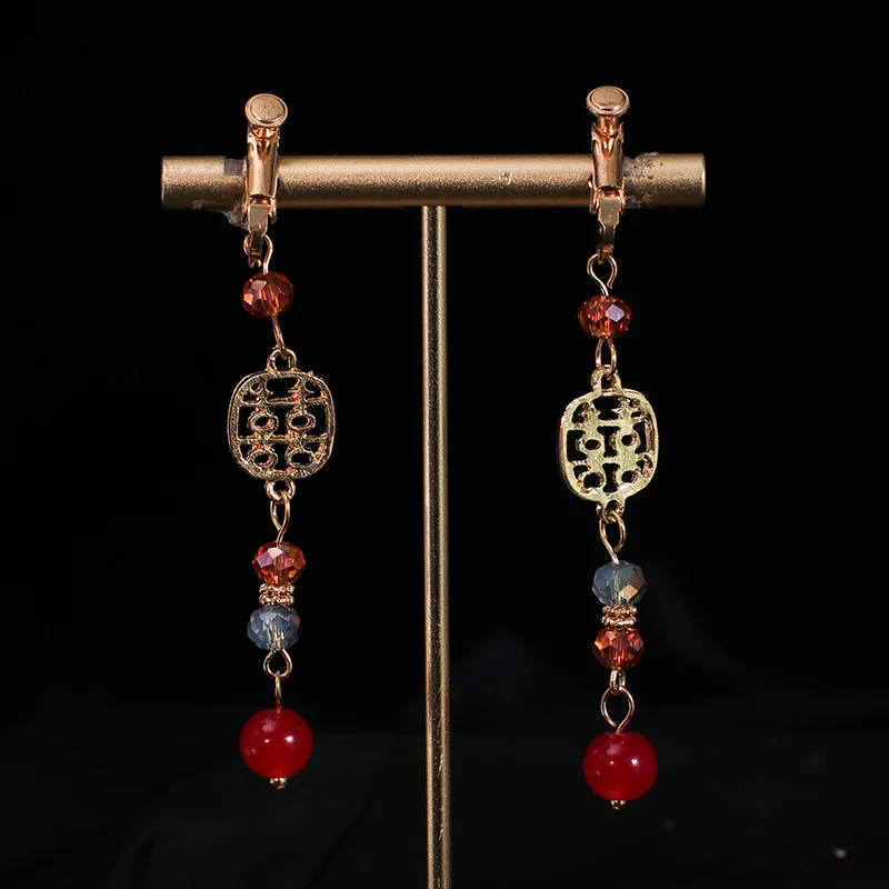 신부 머리 장식 중국 스타일 Xiuhe 정장 술 머리 걸쇠 벨벳 꽃 클래식 Updo Cheongsam 의상 헤어 액세서리