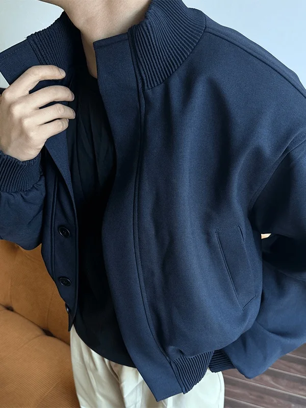 

Мужская повседневная куртка-бомбер в американском ретро-стиле из шерсти, с воротником-стойкой, свободного кроя, весна-осень, из полиэстера, Cleanfit