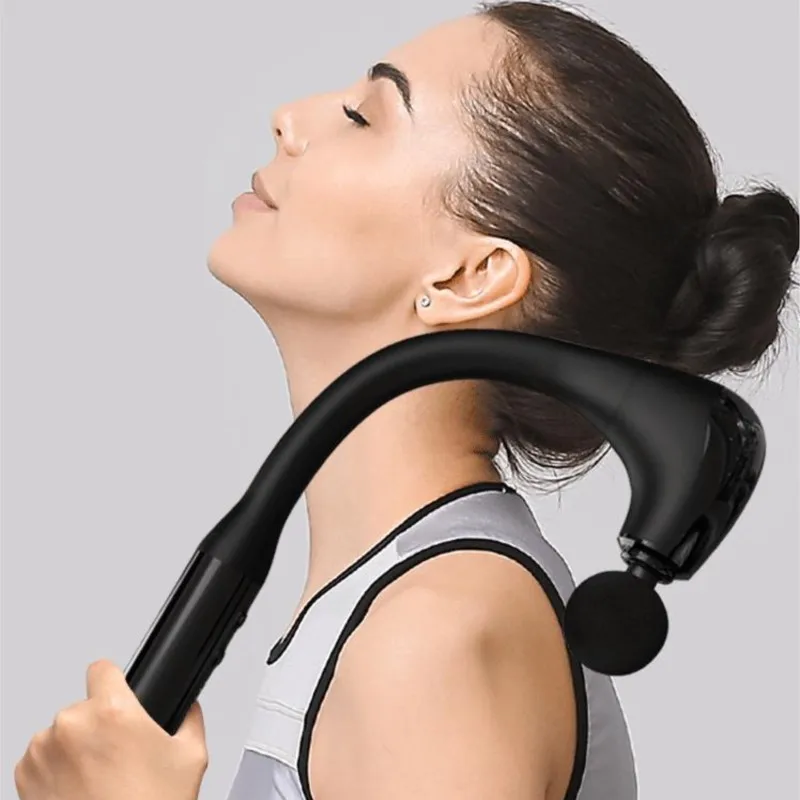 

Handheld Curved Handles Massage Gun with 4 Massage Heads,5-Speed Intensity to Relax Back,Relieve Muscle,Pain Relief