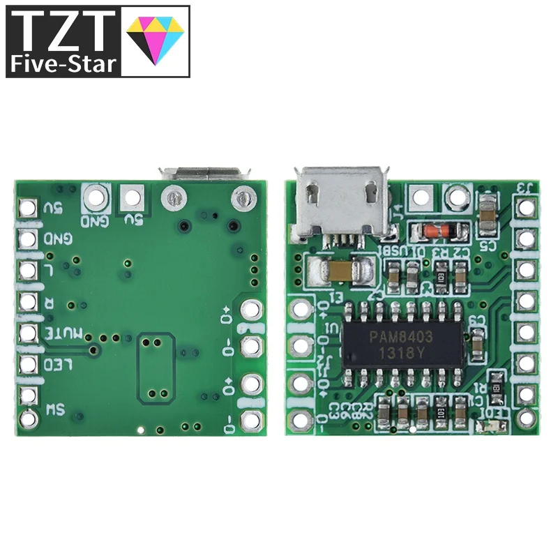 TZT 1/5/10PCS NEW PAM8403 DC 5V Mini Class D 2x3W USB power amplifier board DIY bluetooth speaker Z07 Drop ship