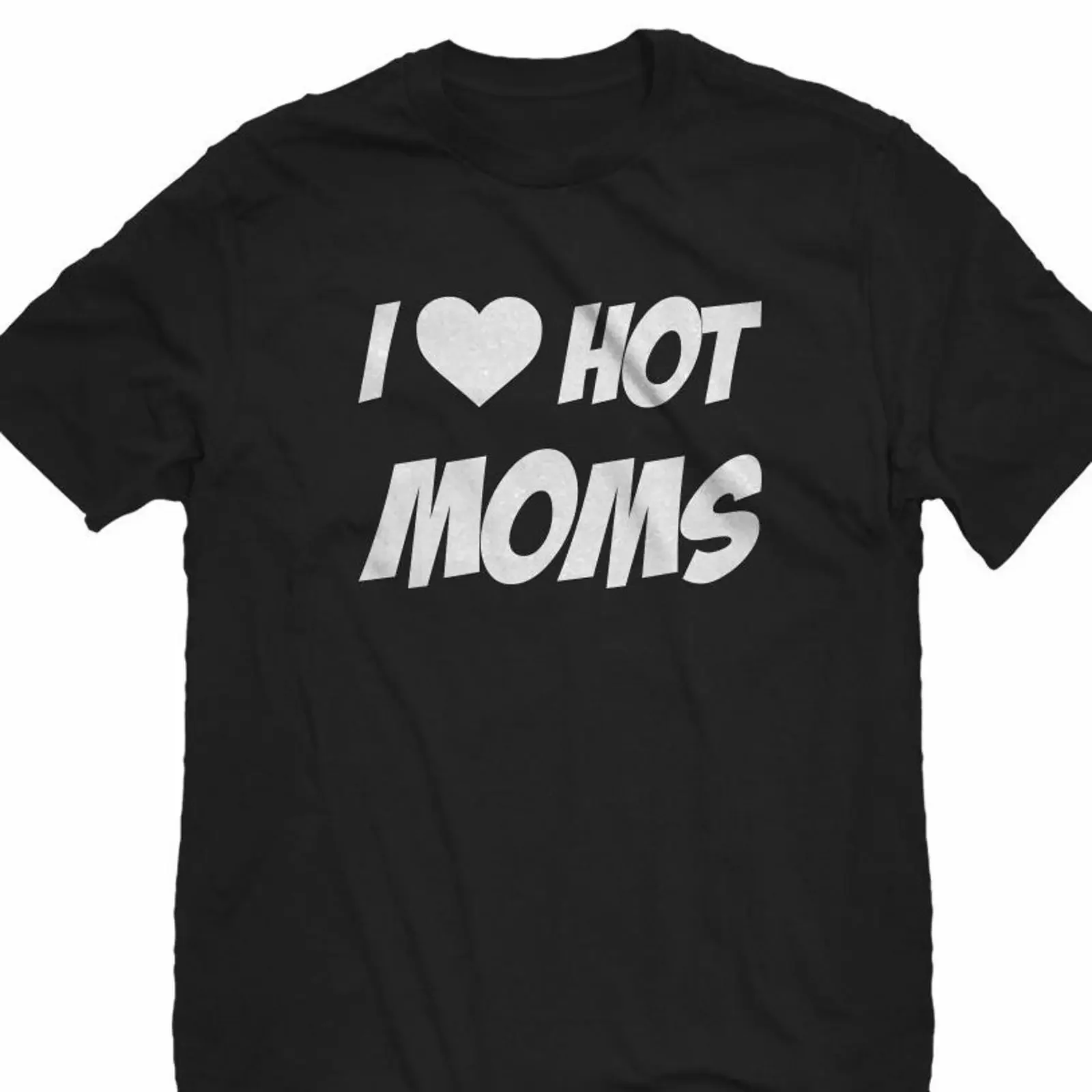 I Love Hot Moms T shirt vintage Washed fashion streetwear Unisex Stretched Stylish Slightly graphic Breathable Soft homme