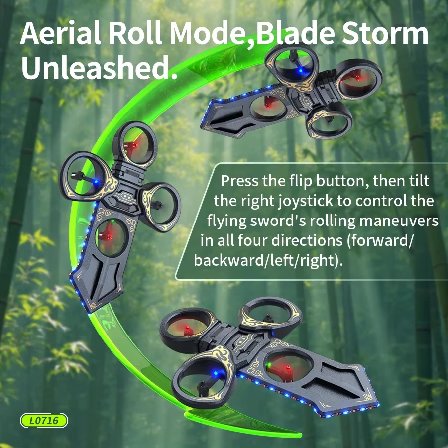 2.4G RC 플라잉 소드 - EPP 폼, 360 °   턴블링 및 서클링, 다채로운 LED, 어린이를 위한 원격 제어 쿼드콥터 비행 장난감