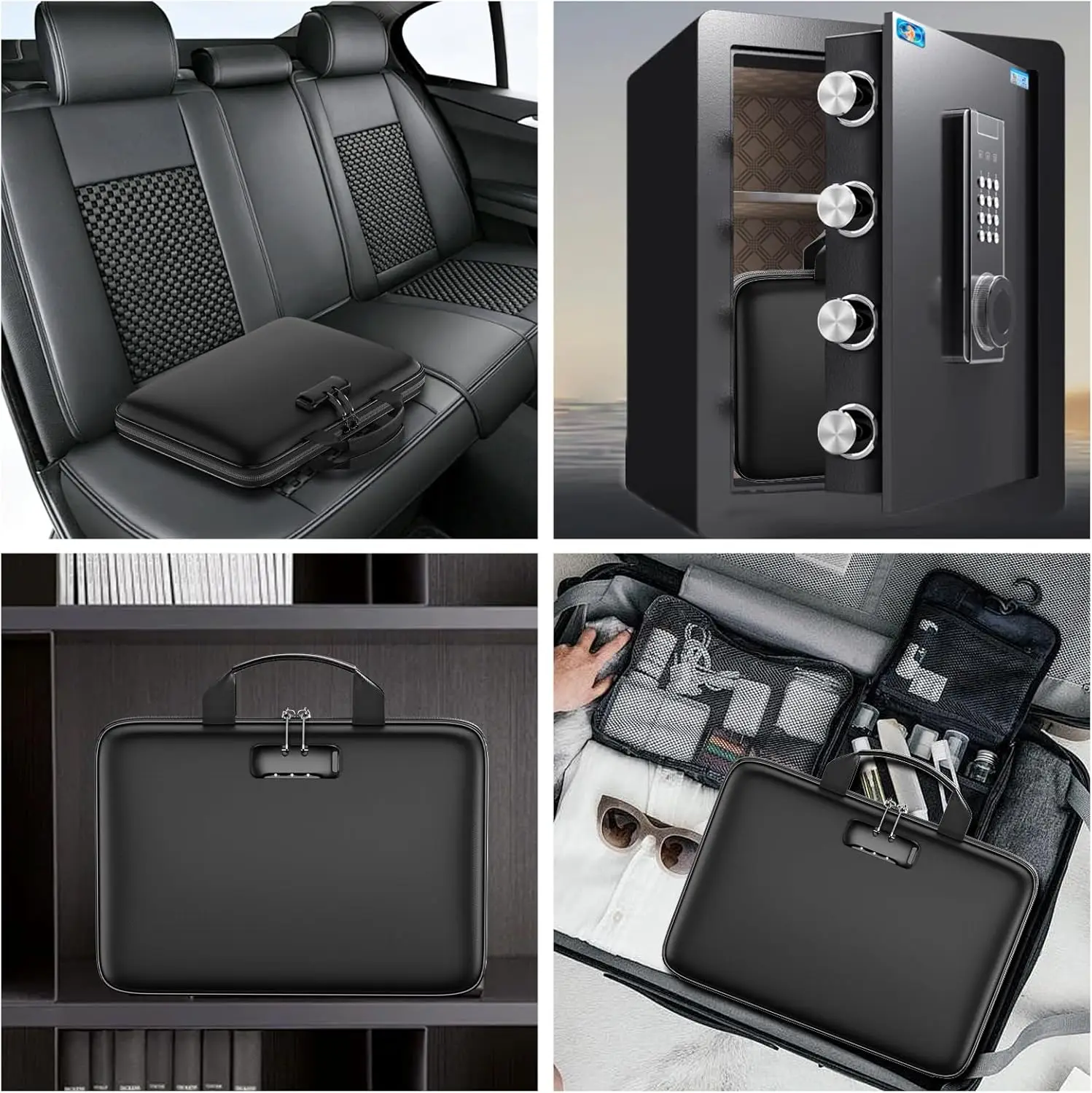 Fireproof Document Organizer with Lock, Hard-Shell Case for A4 Files and Laptops, Waterproof Accordion Folder