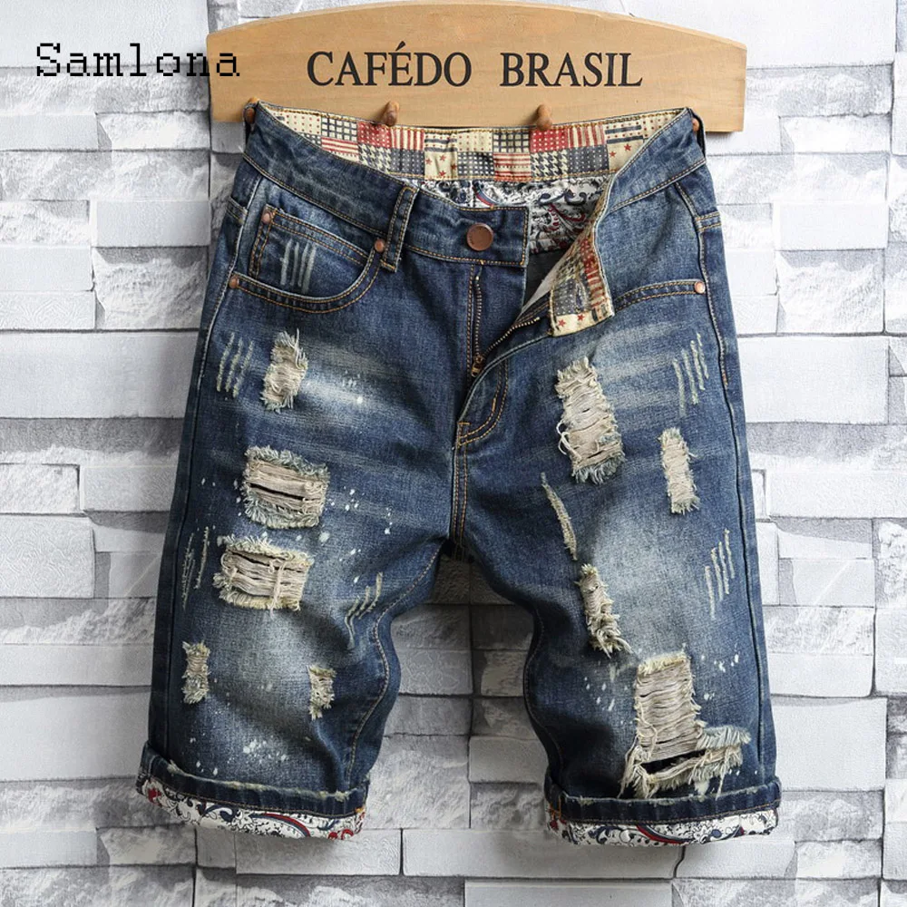 Men Vinatge Demin Shorts 2025 American and European Style Fashion Ripped Shorts Plus Size Mens Stand Pocket Short Jeans New