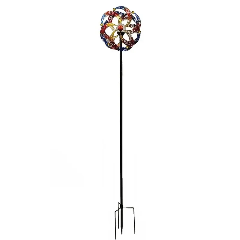 

Outdoor wrought iron windmill with lamp decoration, seaside playground, park scenic spot, rotating garden art ornament