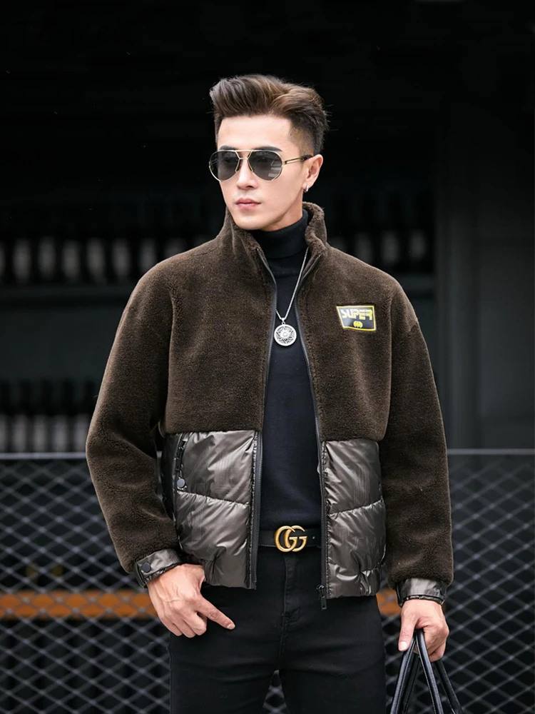 Tcyeek Real Wool Jacket Men Winter Clothes Warm Sheep Shearling Coat 90% White Duck Down Mens Coats 2025 Пальто Зимнее
