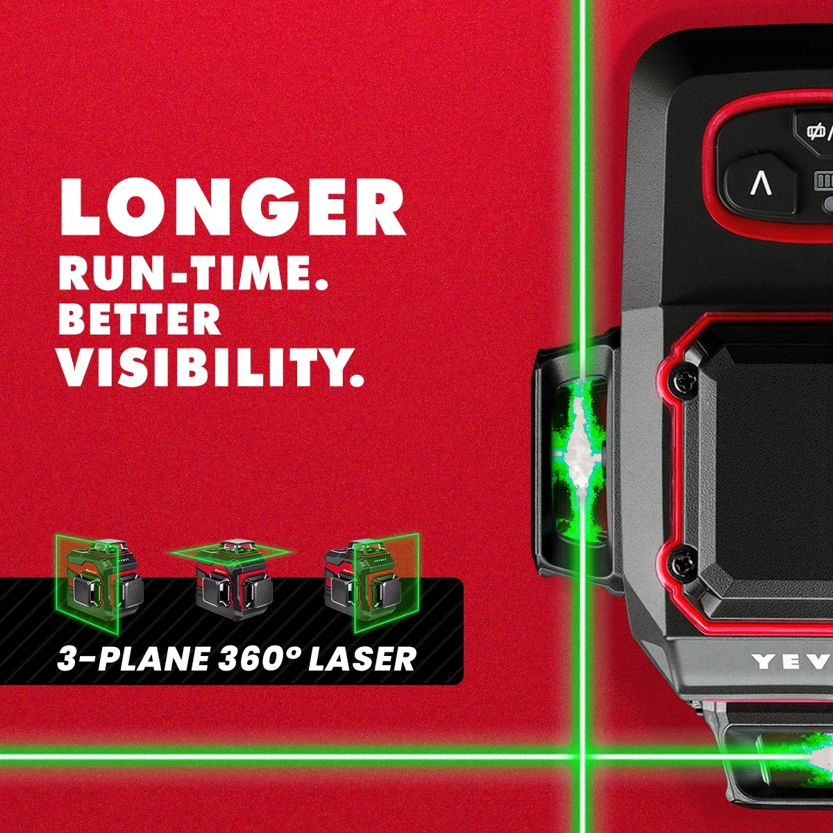 YEVOLT 12-line Laser Level YVGLL4XS12 Green Beam (520nm) ±0.2mm/m High Accuracy Fence Building One-Tool Multi-Surface Alignment