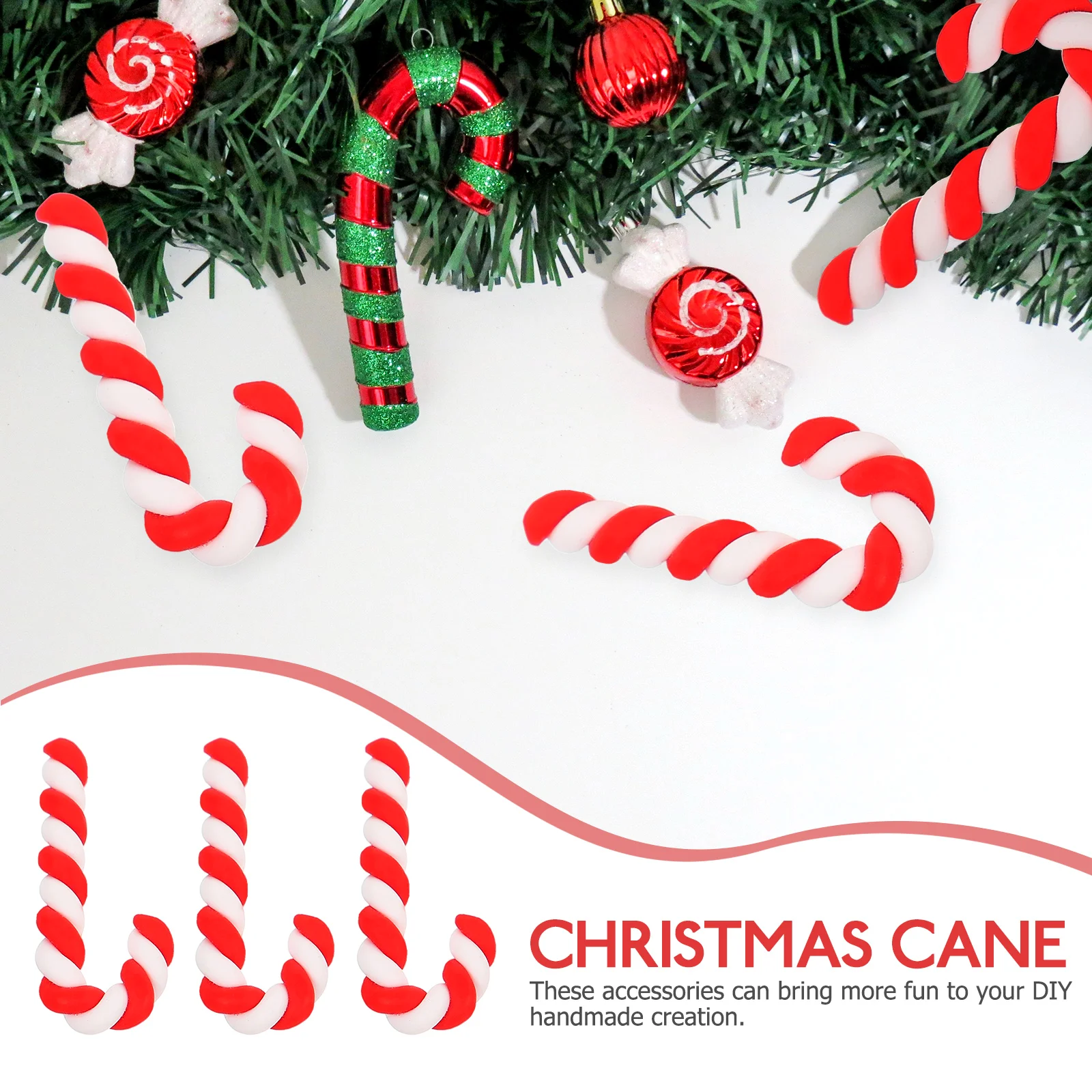 

50pcs Christmas Cane Accessories Creative Craft Decorations For Phone Case Hair Tie Headdress Small Xmas Diy Ornament Durable