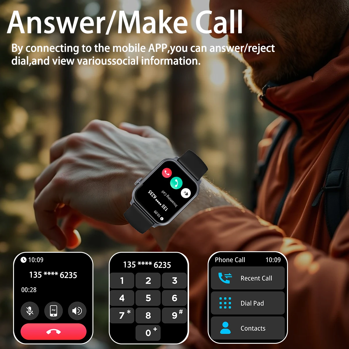 SENBONO Smart Watch Bluetooth Call 600mAh Big Battery Multi-sport Modes Waterproof Heart Rate Monitor Smartwatch for Men Women