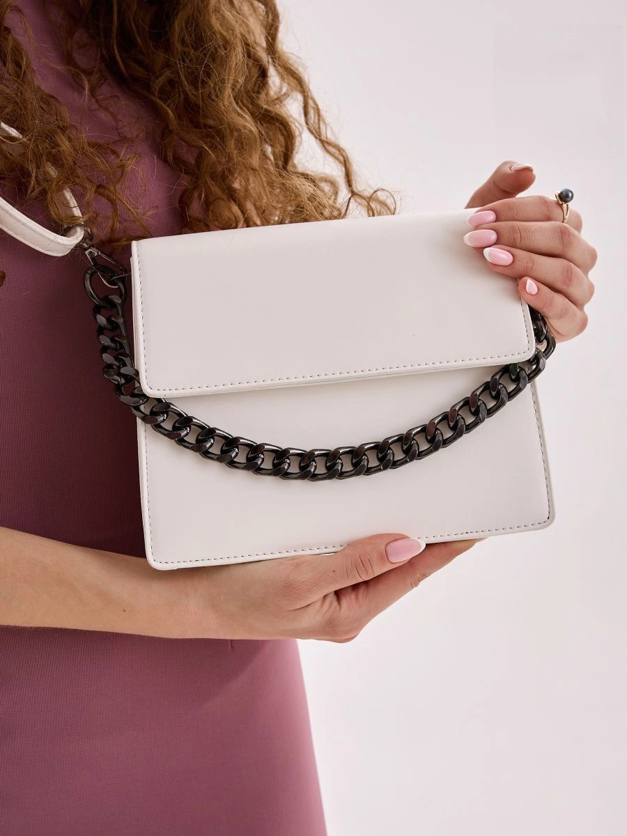 New Fashion Thick Chain Female Shoulder Bag Solid Color Women PU Leather Crossbody Bag Underarm Bag