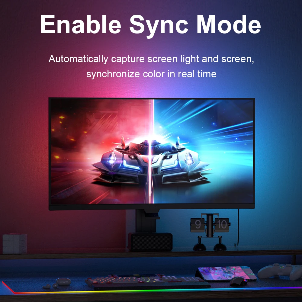 Gaming Lights Strip Monitor Backlight RGB Color Sync Light Strip Control LED Computer Smart Atmosphere Screen DIY Ramadan Decor