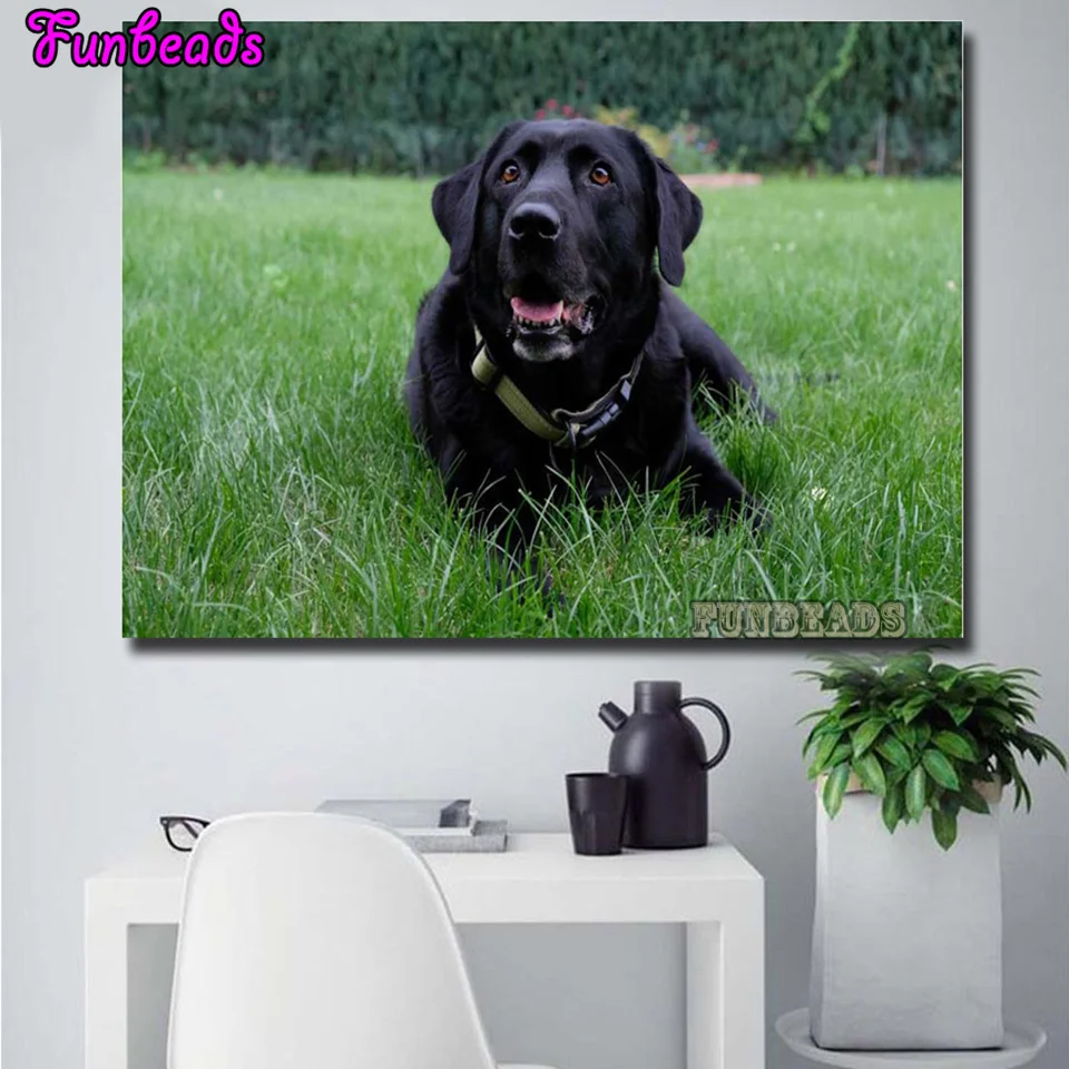 5d DIY Diamond Embroidery full square Diamond Painting black Labrador Puppies Dog,Cross-Stitch Picture Of Rhinestones TT6749