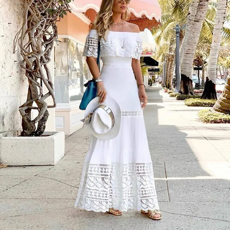 

New fashionable one-shoulder lace dress