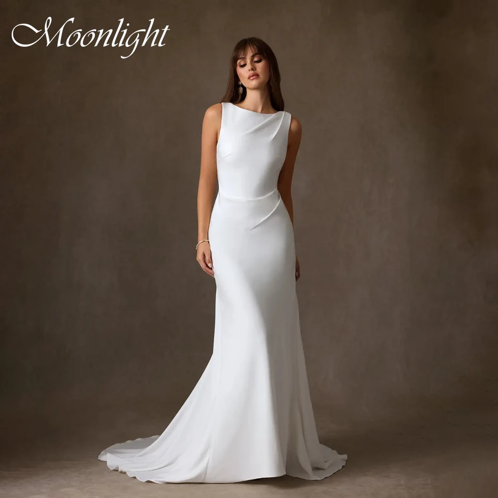 Elegant Lace Pleated O-Neck Mermaid Wedding Dress 2026 Sleeveless Open Back Buttons Sweep Train Vestidos De Novia Customized