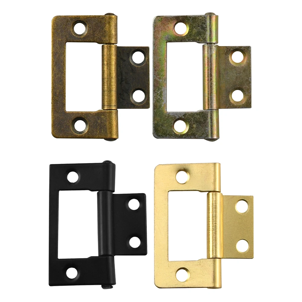 2Pcs Vintage Wooden Jewelry Box Furniture Decorative Hinge for Door Cabinet Cupboard Antique Bronze/Black/Gold 38*21mm w/ Screw