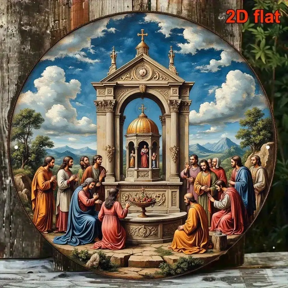CIFBUY Vintage Sacred Heart Jesus Mary Aluminum Wall Art 12 Inch Waterproof Durable For Home Altar Prayer Room Church Decor