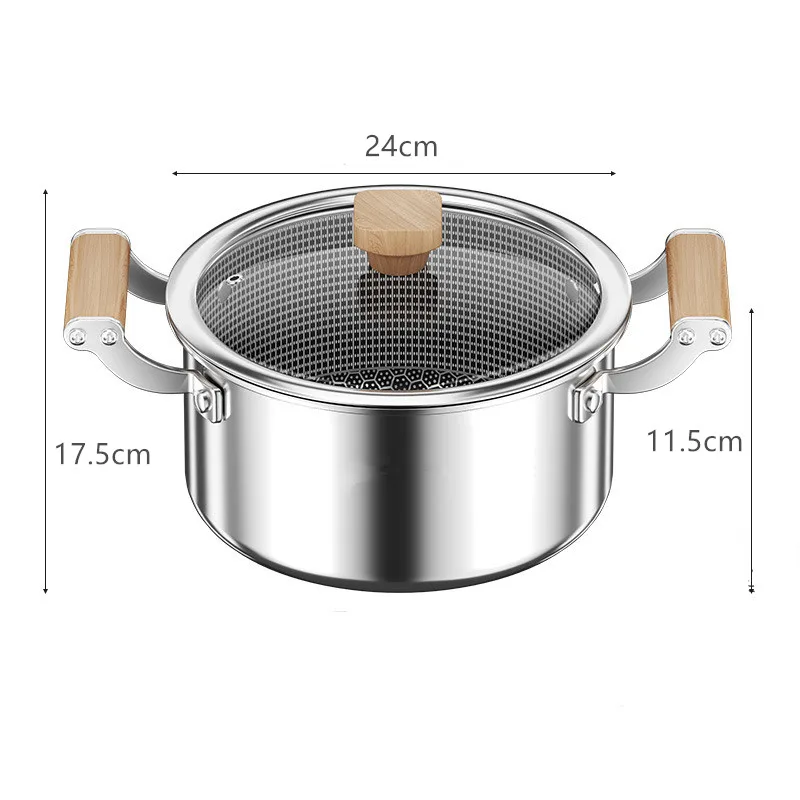 Stainless Steel Soup Pot Wok Hot Pot Honeycomb Non-stick Pot with lid Home Induction Cooker Gas Stove Universal Frying Pan