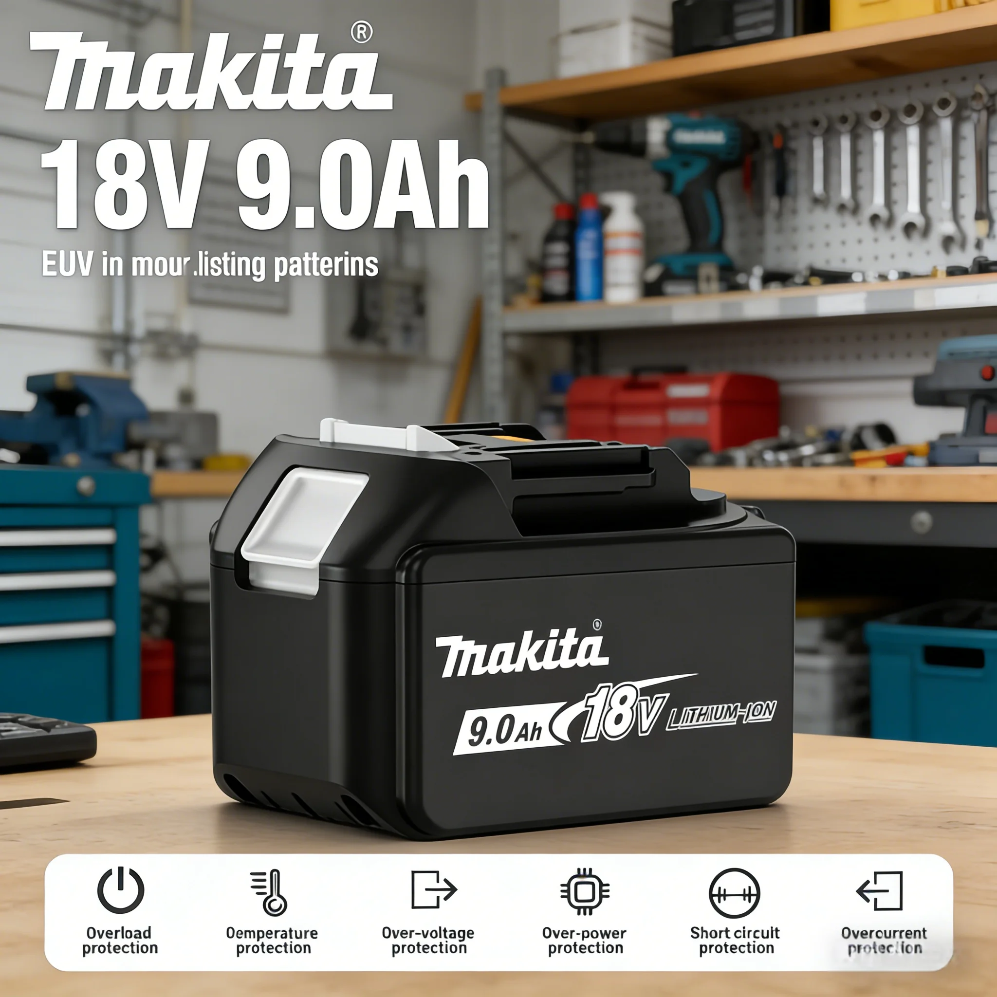 

Makita 18V 9.0Ah Lithium Ion LXT Battery Replacement for BL1880 BL1860B LXT400 DDF487 Power Tools, High Capacity, Free Shipping