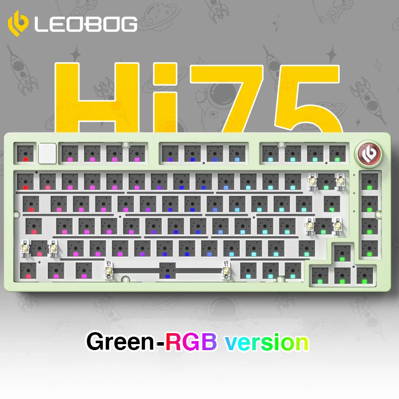 LEOBOG Hi75 81 Keys Hot-swappable Mechanical Keyboard Kit Barebone Keyboard RGB Backlit Gasket-mounted Customizable Keyboard