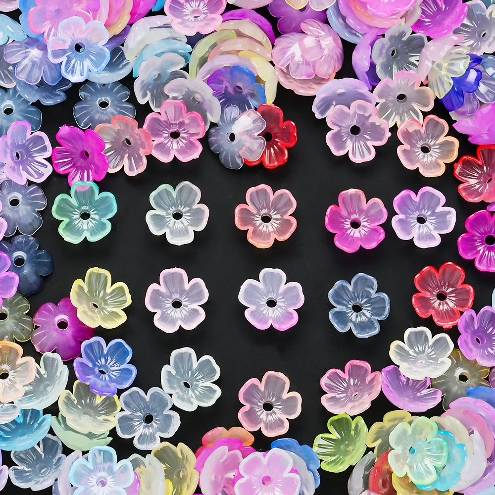 600 Stück Transparente Bunte Acryl-Blumenperlen Blumen-Abstandhalterperlen für DIY Schmuckherstellung Perlenarmband Halskette Zubehör – Detail 1