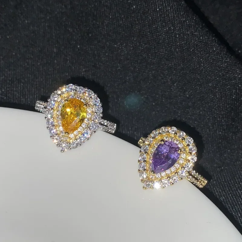 MDL مويسانيتي 1 نمط سميك PT950 البلاتين قطرة سيترين خاتم قيراط خاتم الماس