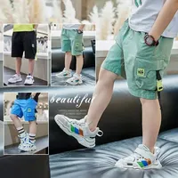 EACHIN Boys Shorts Summer Loose Pants Teenage Trouser Shorts Boys Casual Cargo Short Pants Children's Elastic Waist Cotton Pants